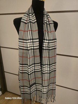 Original Burberry Vintage Schal 100% Lambswool Made In England Hellgrau