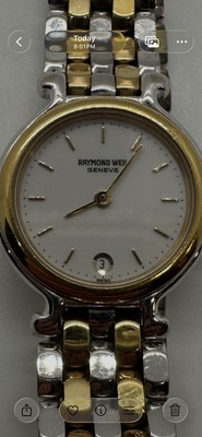 Raymond Weil Geneve Women Watch White Dial Two Tone Bracelet 8'' New Batt