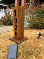 Address Numbers Steel Column - Custom Metal Front Porch House Numbers