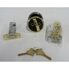 Schlage Single Cylinder Deadbolt B60N 605 Strike Bright Brass Finish