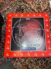 Plat de service en verre gravé gaufré 13" rond Libbey 1990 Père Noël