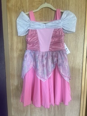 Disney Store Girl 7/8 Sleeping Beauty Aurora Pink Dress Costume Princess Soft