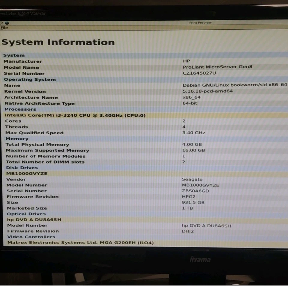 HP MicroServer GEN 8 / E3 1260L @ 2.40GHz / 4Go DDR3 - Imagen 3 de 4