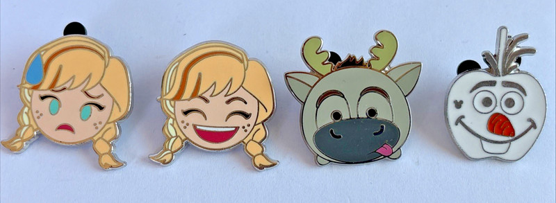 Disney Pin Lot Frozen Anna Emoji Laugh Smiles Anxious Sven Tsum HM Olaf #A65