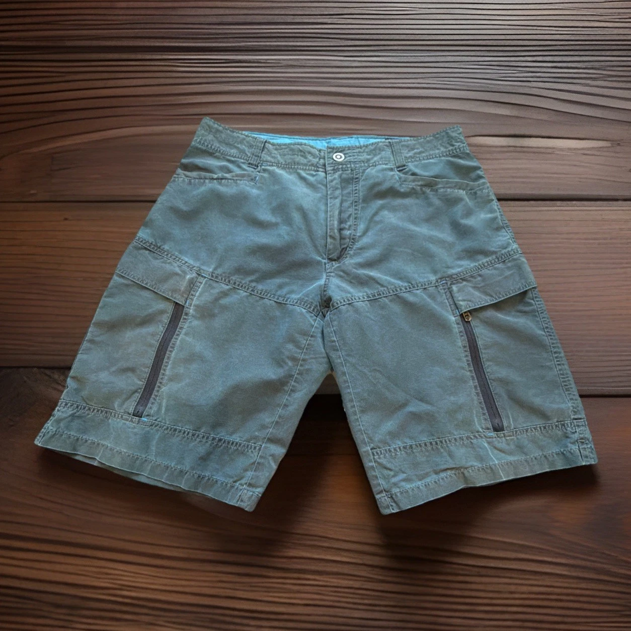 Kuhl Men's Kaptiv Cargo Shorts 34 Vintage Patina Dye Blue Hiking Cargo Outdoor