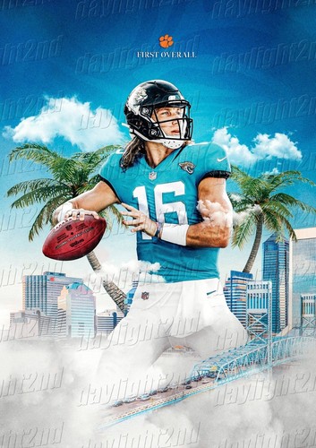 Framed JACKSONVILLE JAGUARS NFL Poster TREVOR LAWRENCE - 45cm x 32cm x 3cm - Picture 2 of 4