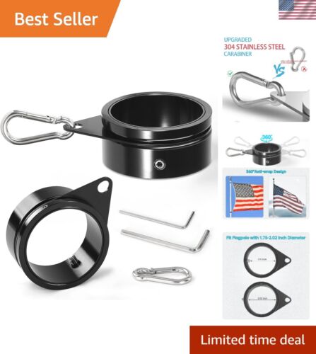 High-Quality 360° Rotating Flag Pole Rings with Stainless Steel Clips - Set of 2