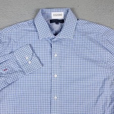 Tommy Hilfiger Shirt Mens 16 Blue Check Dress Button Up Long Sleeve 