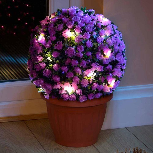 4 x Solar 28cm Topiary Sphere Ball Light Garden Hanging Dual Function Purple - Picture 4 of 5