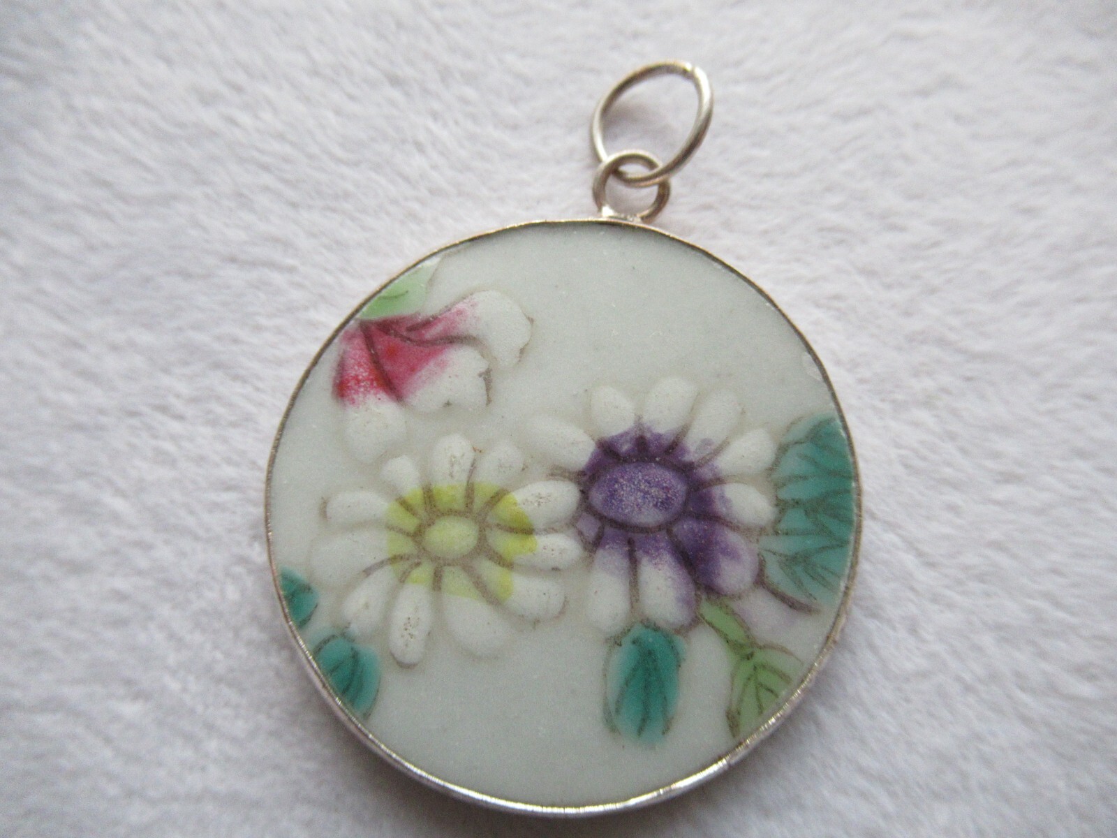 Porcelain Ming Dynasty Pottery Shard Pendant Wild Dai… Gem