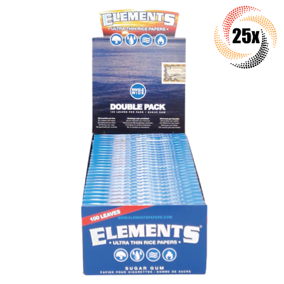 Full Box 25x Packs Elements Single Wide 1.0 | 100 Papers Each | 2 Rolling  Tubes