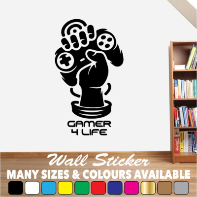 Gamer 4 Life Wandbild Aufkleber Sticker Essen Schlafen Spiel Gaming Jungen Schlafzimmer PS X Box