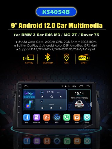 9" GPS Navigation Bluetooth Autoradio DAB CarPlay für BMW 3er E46 316 318 320 M3 - Picture 3 of 24