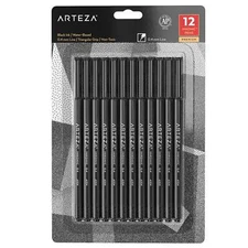 Arteza Inkonic Fineliner Pens | Black - Pack of 12
