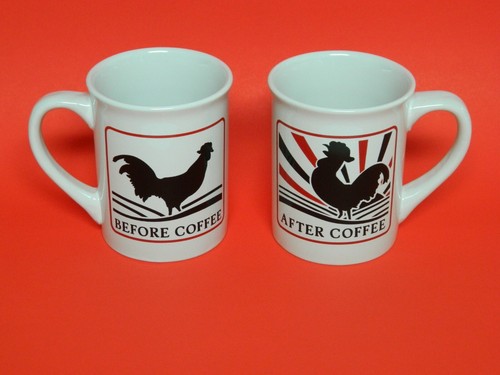 Before After Coffee 2 Mug Gift Set 12 oz Microwave Dishwasher Safe New - Picture 2 of 8