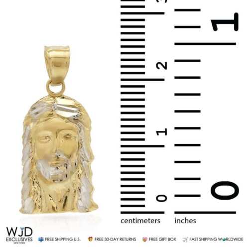 Colgante de Jesús religioso de oro amarillo de 10 quilates con corte de diamante - Imagen 3 de 4