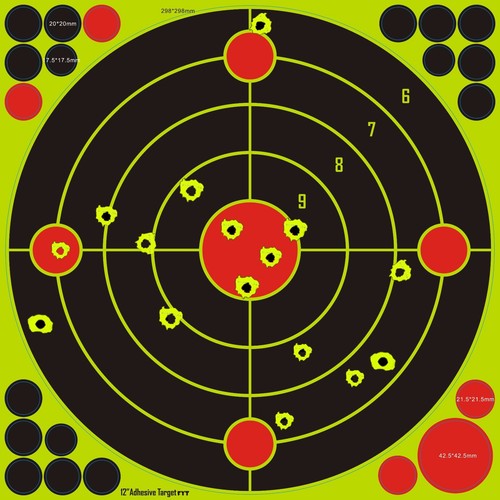 ATFLBOX 25 Packs 12'' Bullseye Splatter and Self Adhesive shooting paper Targets - Picture 5 of 6