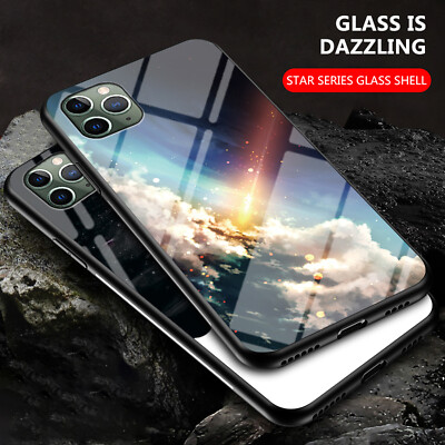Tempered Glass Phone Case For iPhone 15 14 13 12 11 Xs Max 8 Plus TPU Hard Case