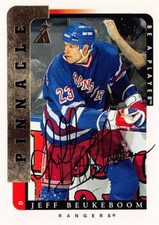 Jeff Beukeboom autographed hockey card (New York Rangers) 1997 Pinnacle #158