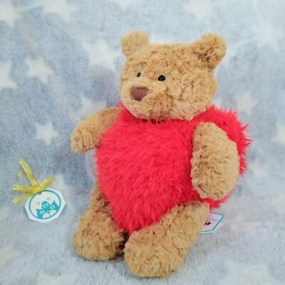 JELLYCAT BARTHOLOMEW BEAR 'HEART THROB' Plush Toy Love Valentine's