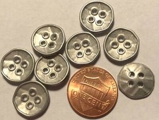 8 Concave Silver Tone Metal Sew-through Buttons Just Over 1/2" 13.3mm 9971