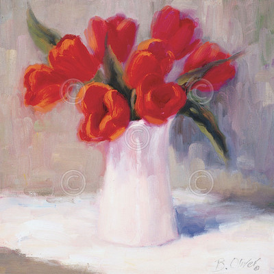 Red Tulips by Bunny Oliver Art Print Floral Still Life Poster 22x22