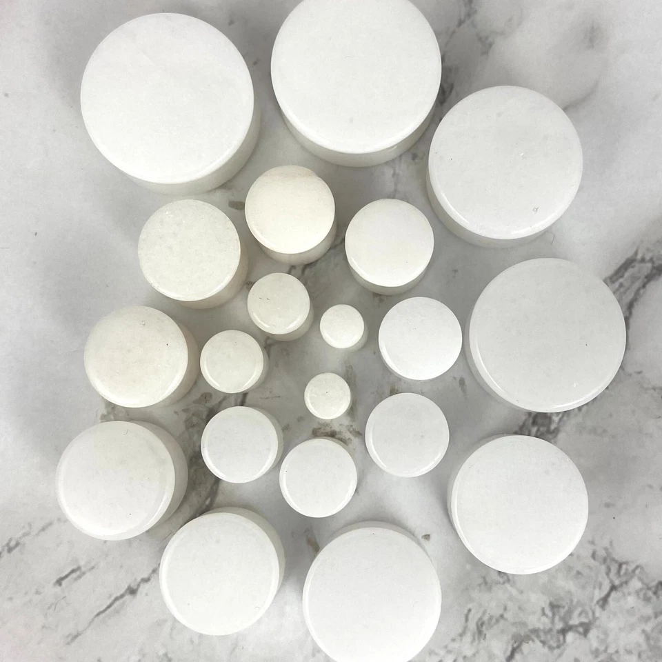 Par de tapones de piedra de jade blanco conjunto medidores orgánicos ELIGE EL TAMAÑO Foto 3 de 4