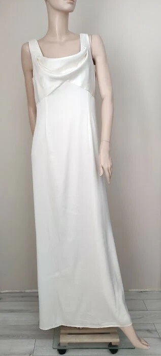 Nuevo sin etiquetas Vestido largo de seda sin mangas Tahari Arthur S. Levin, talla 10US, color blanco Foto 2 de 4