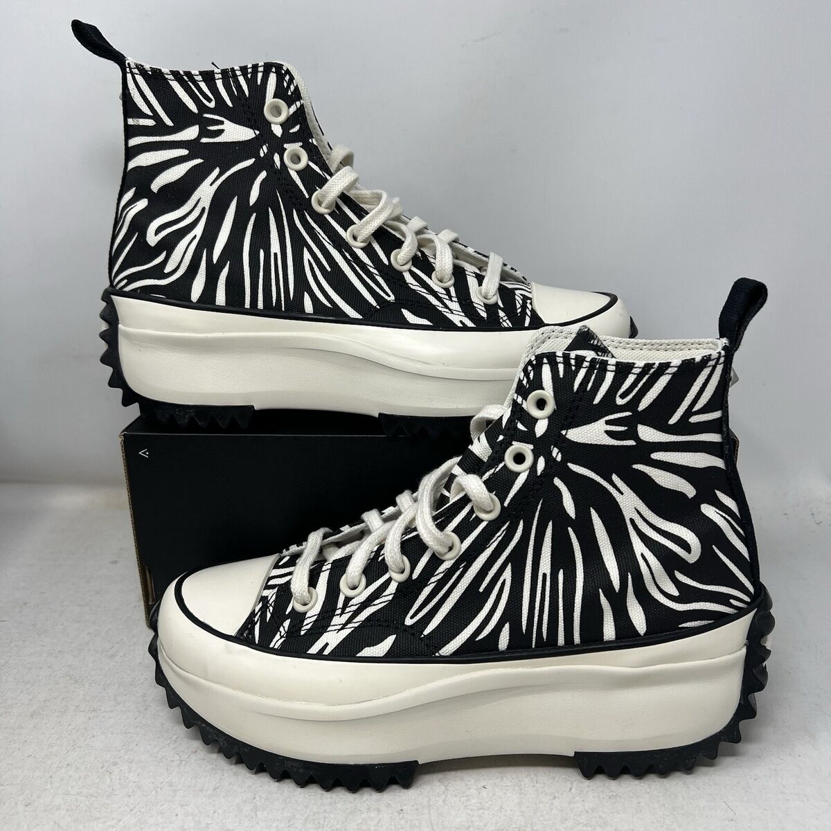 Converse Run Star Hike Hi High Zebra Black White Women's 7.5 Converse Run Star Hike Hi High Zebra Black White Women's 7.5