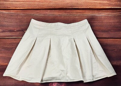 Missguided Beige Pleated Mini Skirt Sz 16 Cotton Casual Fashion