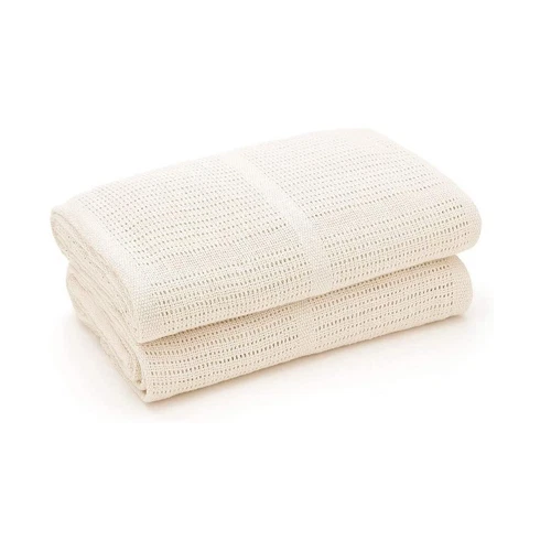 Clair de Lune Cot & Cot Bed Extra Soft Cotton Cellular Blanket Cream Breathable