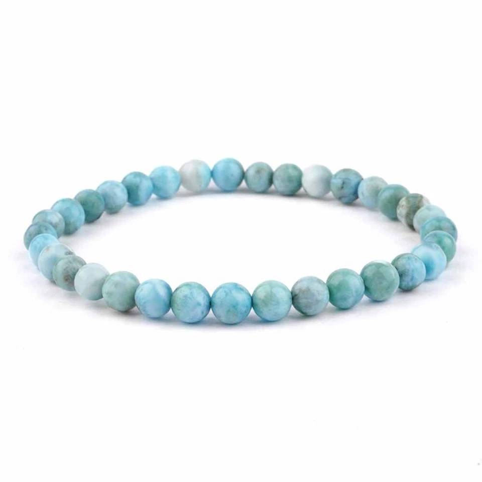 Larimar Ø 6 mm Kugel Armband flexibel und dehnbar sehr gute Qualität und Farbe - Bild 4 von 4