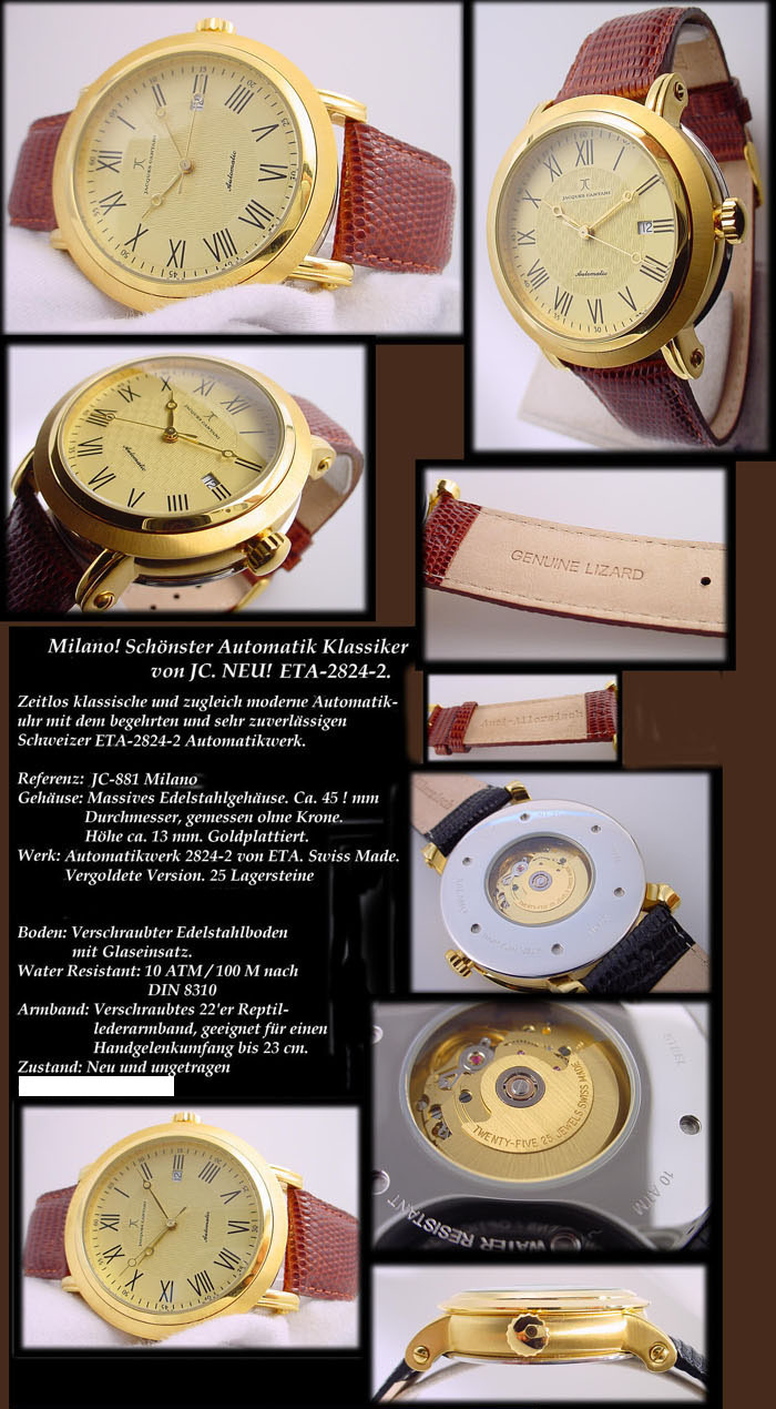 JACQUES CANTANI Milano Automatik Herrenuhr mit Swiss made Kaliber