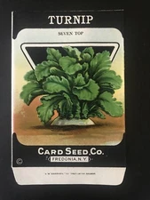 1920s  Litho Antique Vintage Card Seed Co Packet Pack Turnip Seven Top Unused
