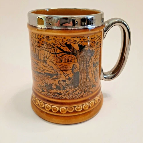 Vtg Lord Nelson Pottery Beer Stein/Tankard Fishing Theme Fish River England
