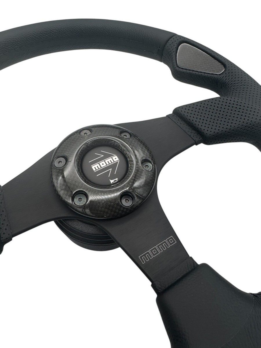 momo⭐︎ MOMO Jet Steering Wheel 350mm Black Leather Black Spokes