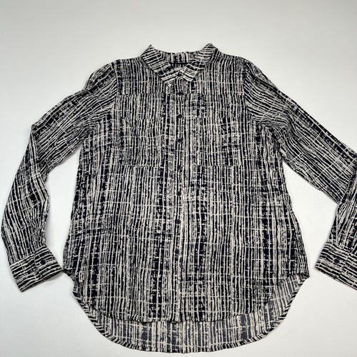 Anthropologie Holding Horses Size 6 Sammie Button Down Top Blouse Navy Blue - Picture 3 of 9