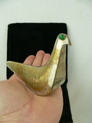 Silber Vogel Gold vergoldet Joaquin Tinta Ecuador 1960er Jahren grüne Jade 