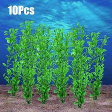 10 x Artificial Plastic Green Grass Plant Lawn Water Aquarium Fish Tank Decor US