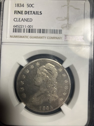 1834 capped bust half dollar Fine Detail Cleaned