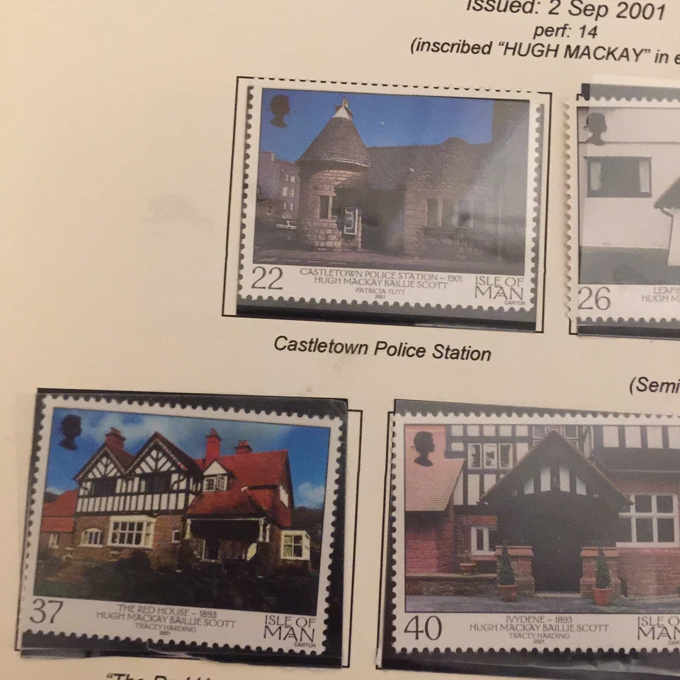 Isle Of Man Stamps Mint MNH 2001 ARCHITECTURE Hugh Baillie Scott Set 5 Mint WCP - Image 2 of 3