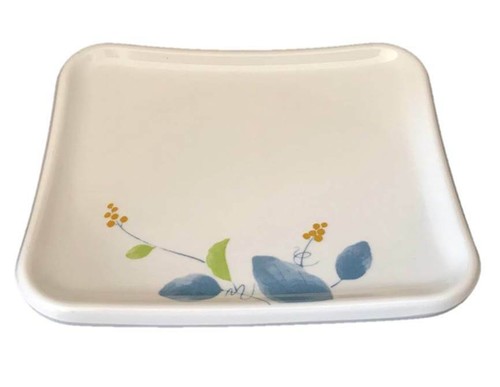 Melamine Side Sushi Plate Dish Set Snack Serving Flower Print Rectangular Melmac - Picture 2 of 8