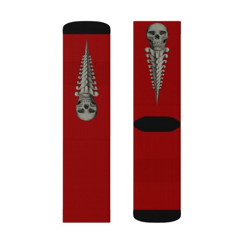 SKREW Skull Vertebrae Logo Red Socks Sublimation Socks - Picture 13 of 18