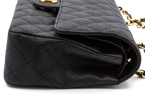 CHANEL Classic Quilted Double Flap Medium Black Caviar Leather Shoulder Bag BNP - Picture 14 of 24