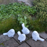 Vogel Blaumeise 4Er-Set Steinfigur H.11 Cm Grau 4 Kg WeißBeton Frostsicher
