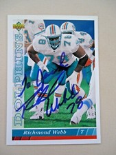 Richmond Webb -1993 U.D. Autographed Football card # 405 - Dolphins - TACKLE