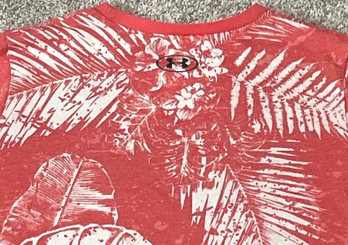 Under Armour Shirt Youth Size Large 14-16 Red Warrior Mana Tropical Graphic Tee - Picture 3 of 7