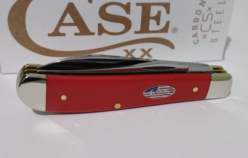 CASE XX RED WHITE BLUE U.S.A. FLAG HUNTING POCKET KNIFE TRAPPER !!!