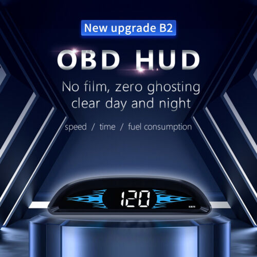 Car Digital HUD OBD2 Speedometer Head Up Display RPM Overspeed Alarm Water Temp - Picture 8 of 8