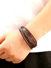 Artificial Brown Leather Bracelet